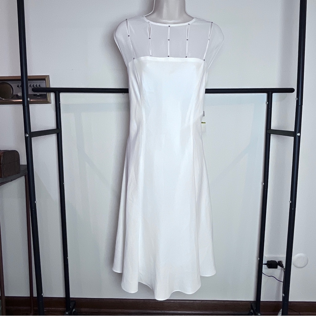 Evan Picone Nwt White Bridal Wedding Formal Church Vacation Midi Dress Size 14